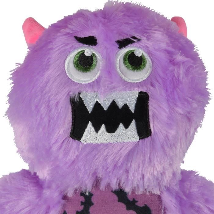Jouet peluche - Leo le monstre rigolo - 14 x 31 cm - Violet - Sonore - Lavable en machine