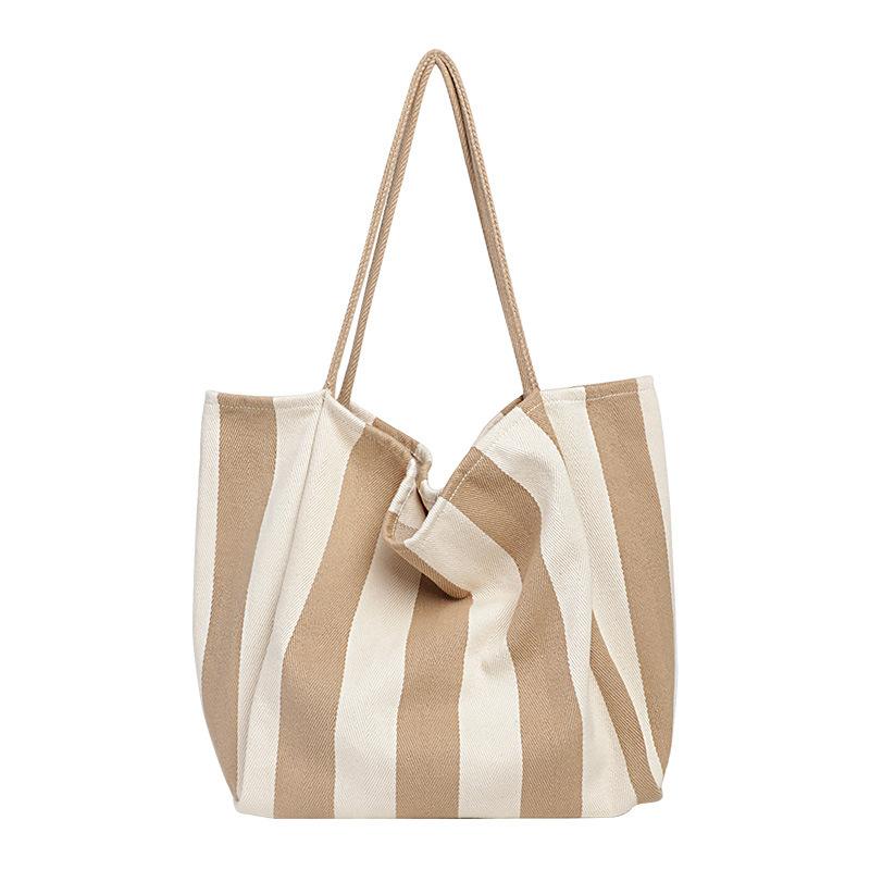 Сумка-ведро Niche Striped из холста для женщин, большая вместительная сумка-тоут в стиле ленивых для поездок на работу, новая тенденция 2025 года, большая сумка для покупок через плечо