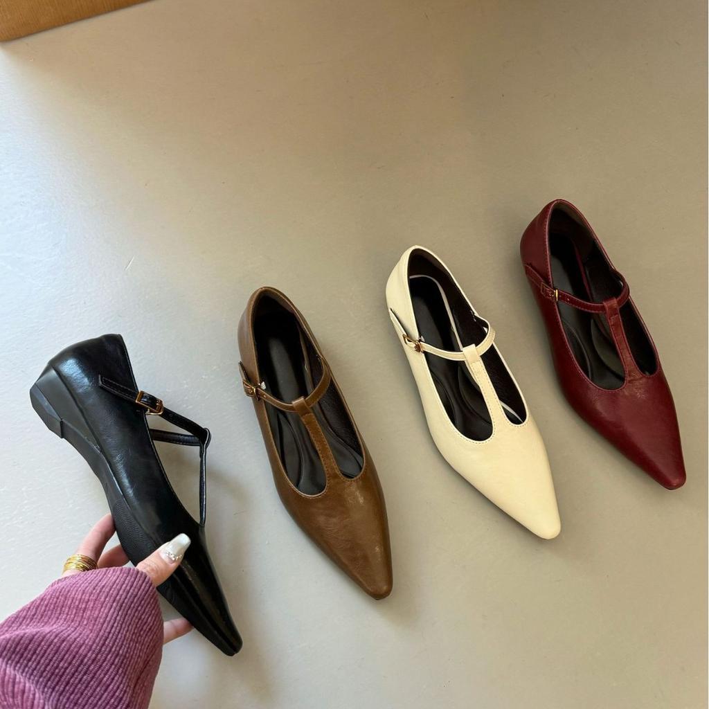 Shoes Women's Versatile 2025 Spring New French Retro Pointed Single Shoes Wedge Heel Temperament Women's Shoes Soft Sole Not Tired Feet