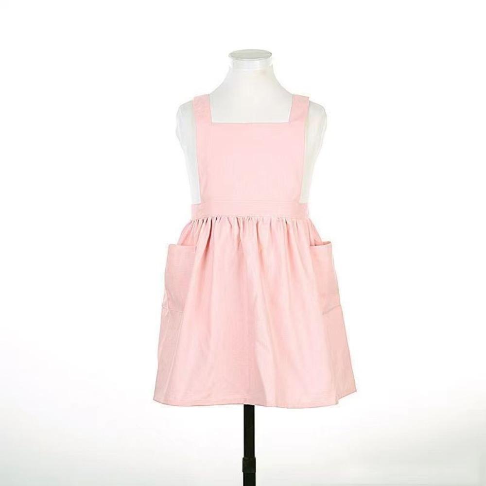 Кавайное детское платье-фартук в японском стиле, хлопковое, однотонное, кофейное, с мягкой перекрестной спинкой, садовые комбинезоны для рисования, выпечки