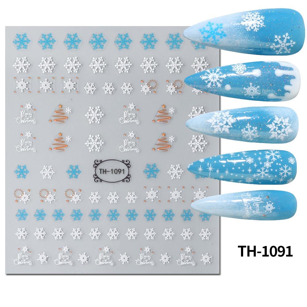 Nail Art Stickers Christmas Golden Snowflake Snowman Christmas Tree Cookie Man Snowball Cartoon Nail Stickers