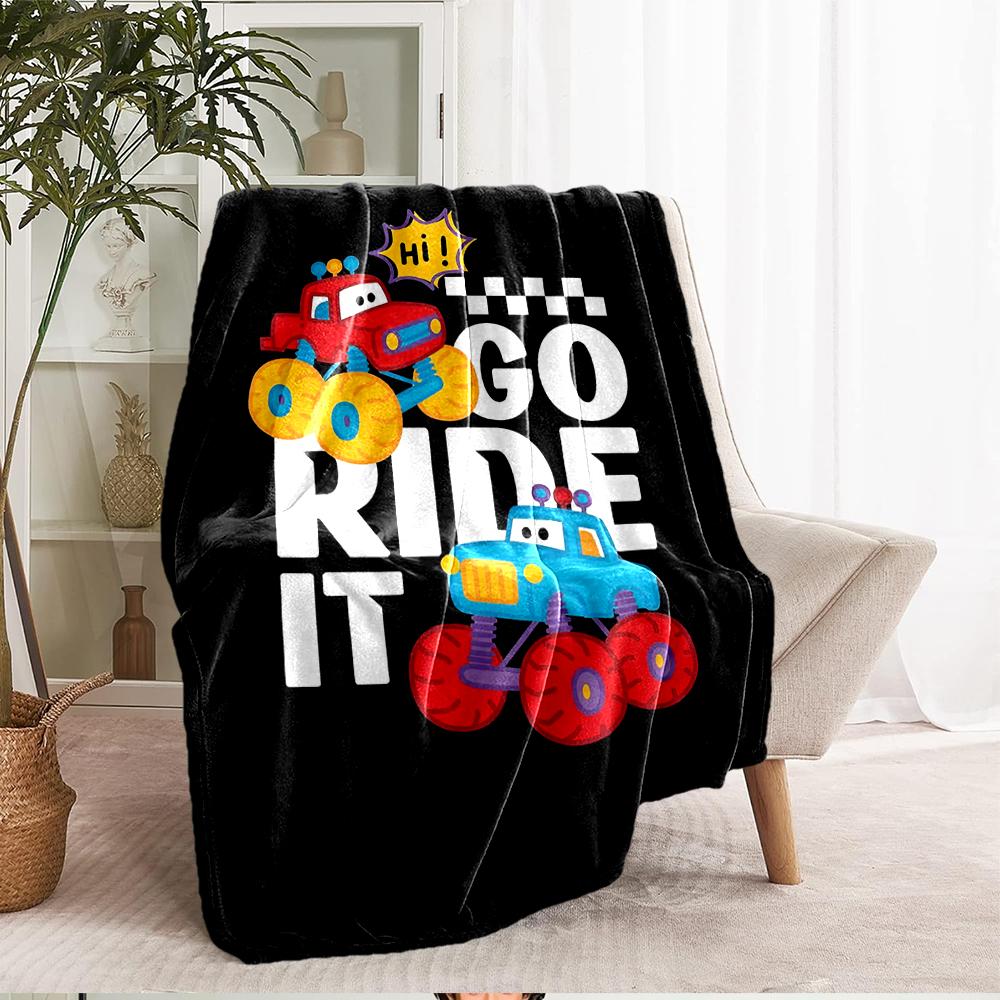 Cute Cars Theme Printed Blanket - Perfect for Couch, Bed, Travel & Outdoor Use | Machine Washable, Cozy & Durable.