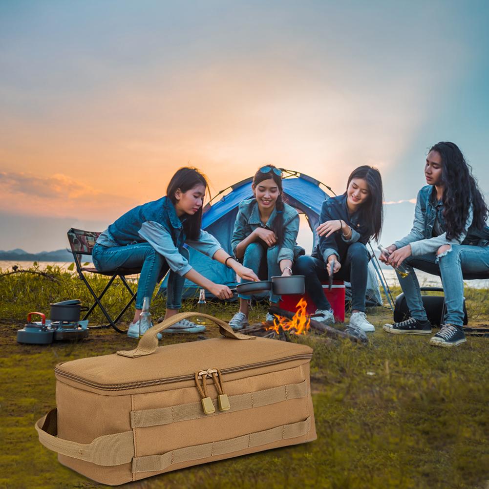 Органайзер для походной посуды большой емкости с ручкой, сумка для хранения бензобака из ткани Оксфорд с двойной молнией для восхождения на пикник