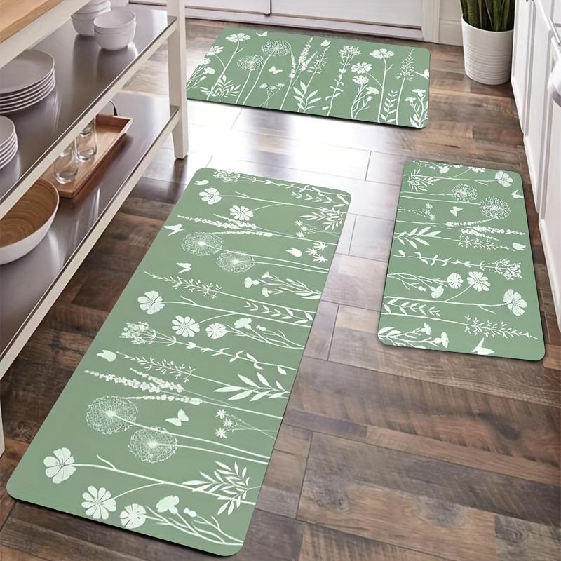 1 шт. анти-усталостные кухонные коврики, минималистский цветочный принт, водонепроницаемый нескользящий толстый мягкий кухонный коврик, прочный, удобный стоячий коврик для кухни