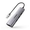 Ugreen CM266 5-in-1 USB-A 3.0 Hub with Gigabit Ethernet & Micro USB - Gray