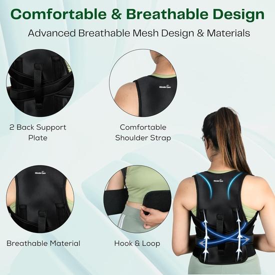 Wonder Care Posture Corrector for Men and Women, Back Support Belt with Metal Inserts, Shoulder Straightener for Upper and Lower Back Pain Relief