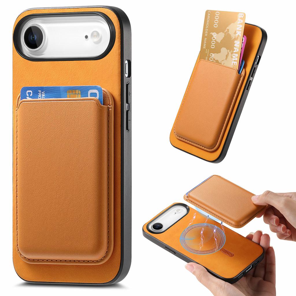 For iPhone Air Case Detachable Magnetic Card Bag Leather Phone Back Cover