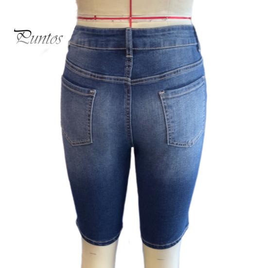 Женские джинсовые шорты длиной до колена, ретро-стиранные, облегающие, эластичные, с эффектом потертости, градиентные цвета, карманы, на пуговицах на талии, на молнии, женские джинсы на каждый день