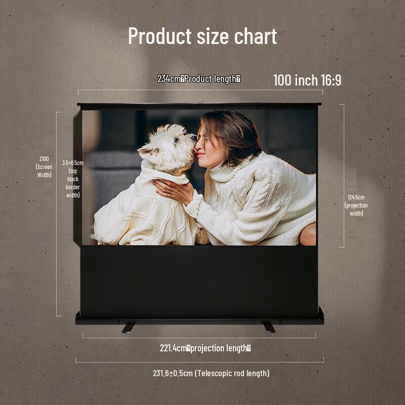 Deli 100-inch 16:9 Floor-Pull Projector Screen