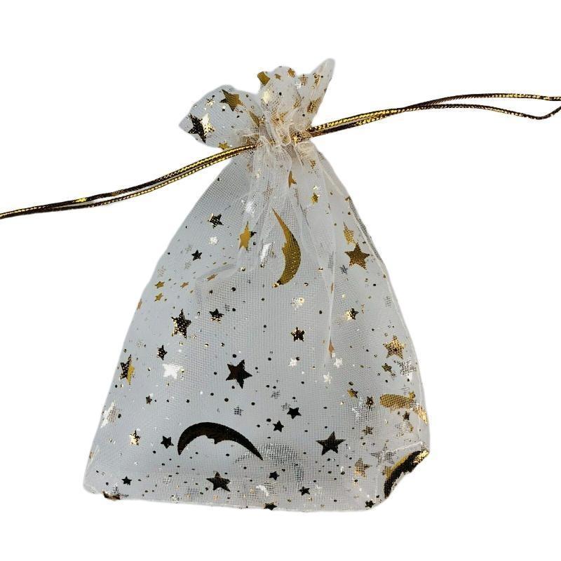 100PCS Stars & Moon Design Organza Sheer Gauze Element Jewelry Bags Tulle Fabric Wedding Gift Bags Sachet OrganzaGift Bag