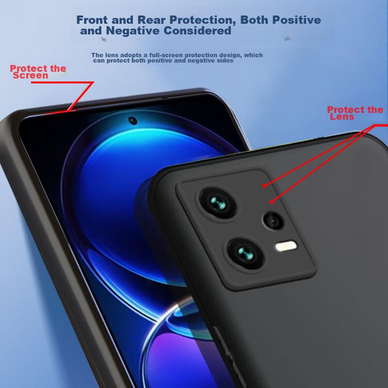 Xiaomi Redmi Note12Pro Phone Case, Redmi Note12Pro Phone Cover, Full Lens Protection, Frosted Fingerprint-Resistant Soft, Outer Back Case, Black