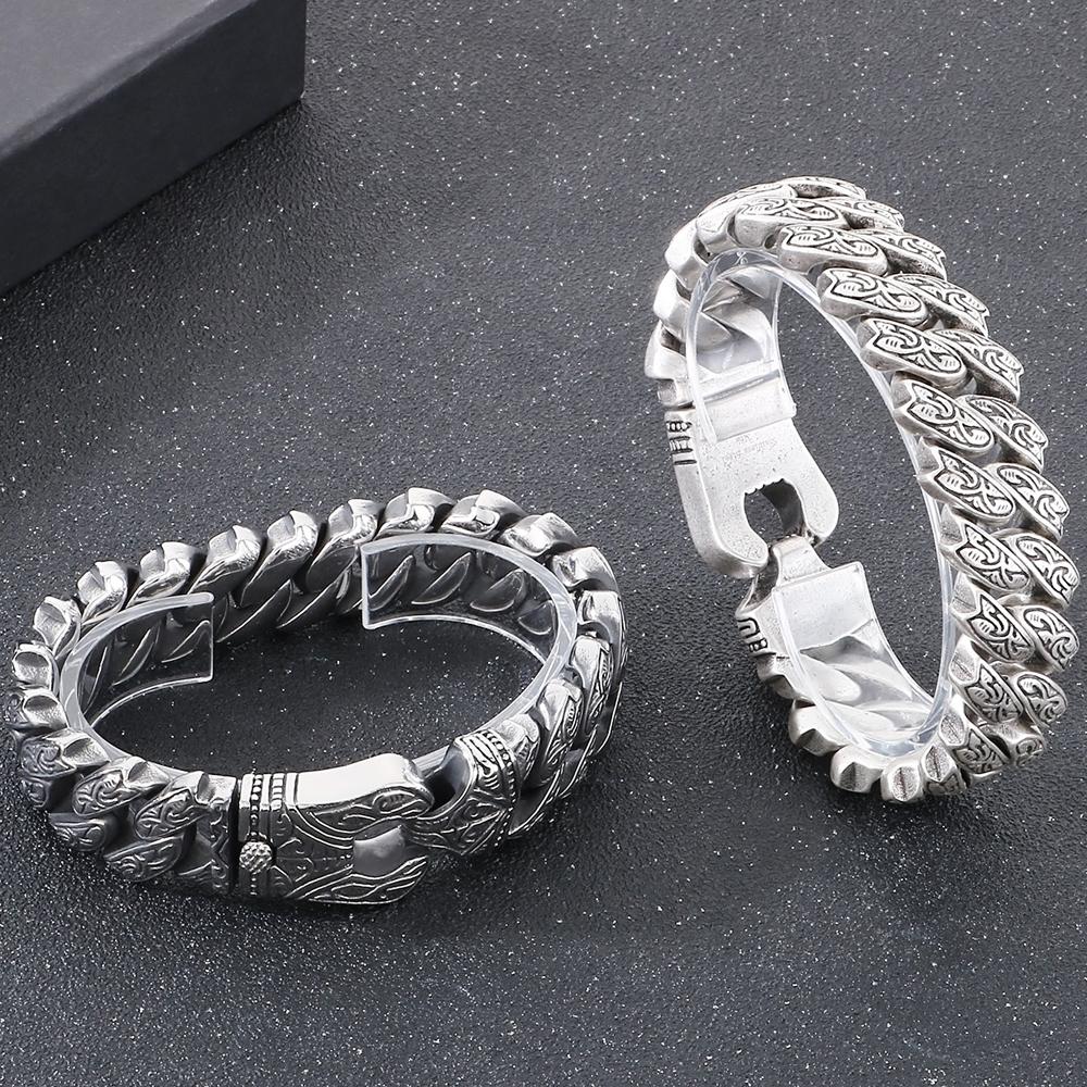 Крутой тяжелый браслет из цельной нержавеющей стали для мужчин, массивный, ширина 20 мм, тотемный стиль, цепочка, велосипедные браслеты, мужские, 4 цвета в наличии