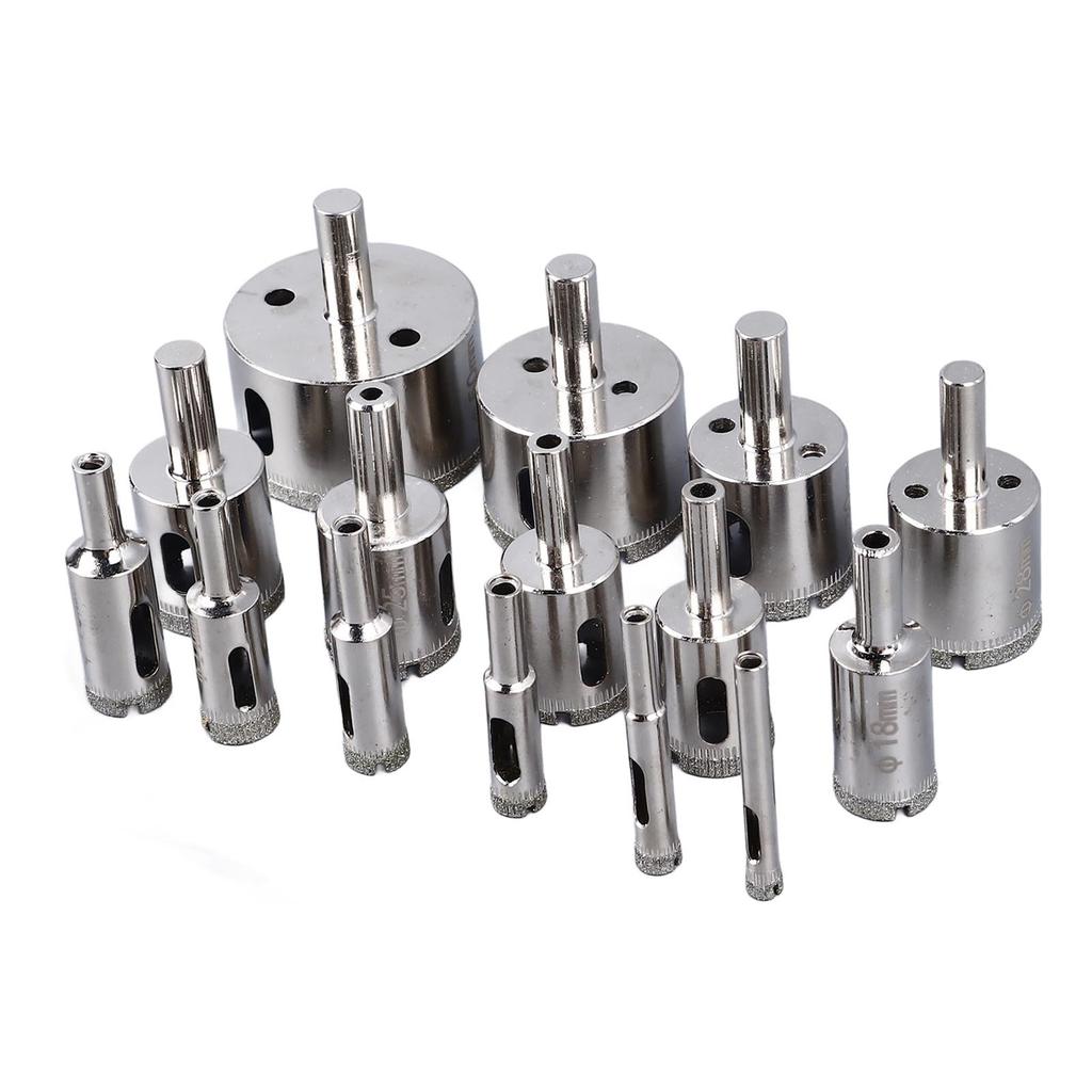 15Pcs Hole Saw Universal Shank Emery Hole Saw Drill Bit Hole Opener Tool Set Kit for Tiles Glass