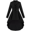 Medieval Retro Long Coat with Irregular Hem Swallowtail Design, Unique Buttons, Lace Trim Trench Coat Cosplay Outfit