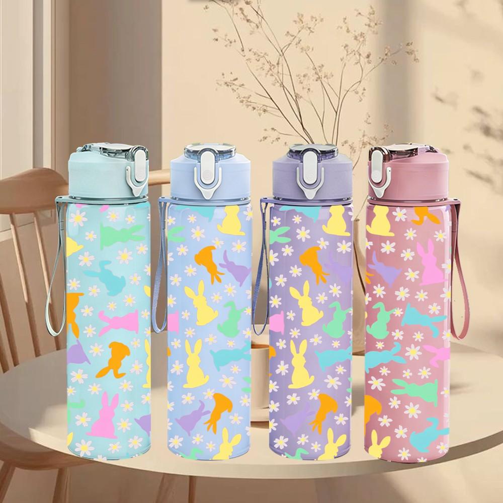 1PC Dog Bone Paw Doodle Seamless Pattern 750ml Color Plastic Sports Water Bottle Leakproof Flip Straw Lid Suitable for Sports Office Home Use
