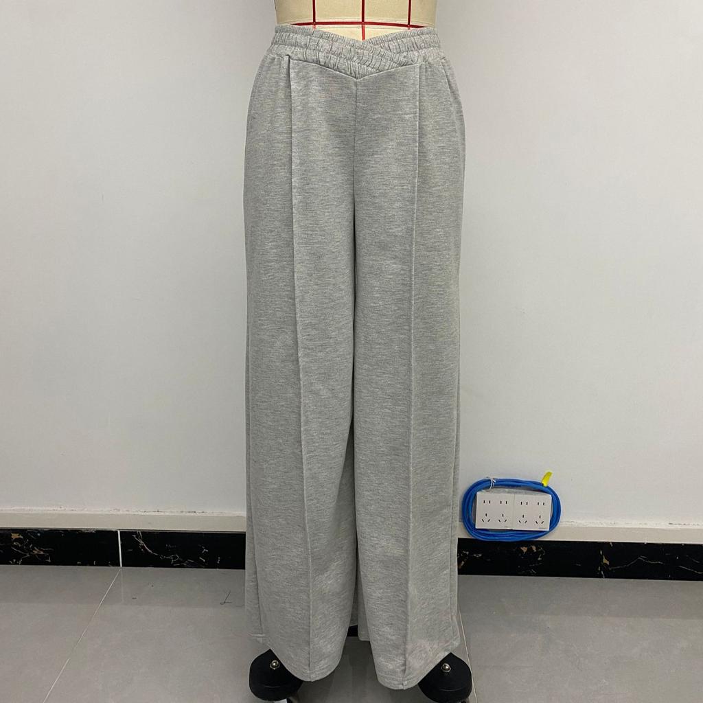 Women's Spring and Autumn Pant Casual Elastic V High Waist Splicing Wide Leg Pants