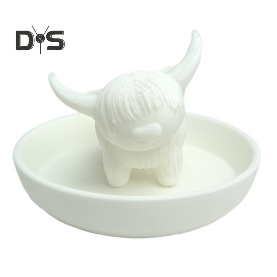 Держатель для кольца коровы Хайленд, мини-блюдо для кольца коровы Хайленд, пластиковая статуэтка крупного рогатого скота, подставка для ювелирных изделий на годовщину свадьбы, помолвку, подарок