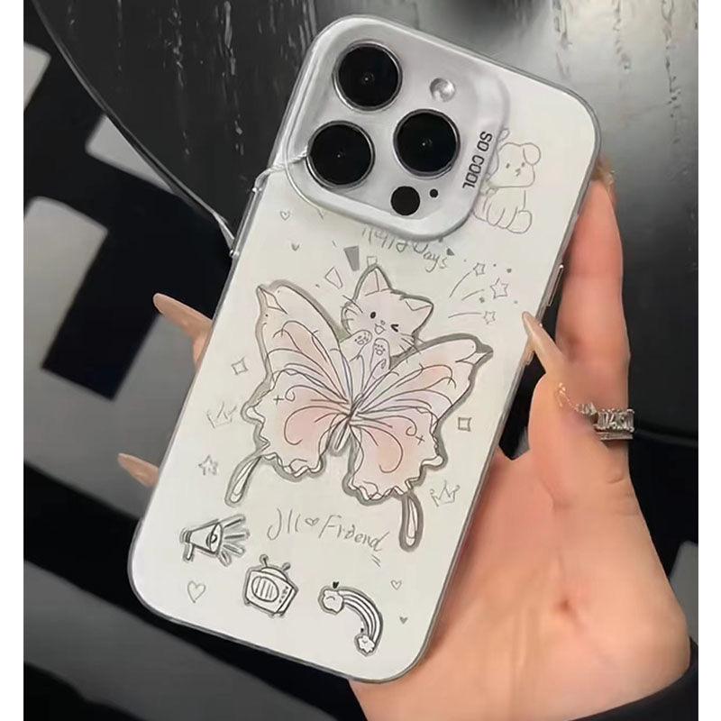 Мягкий противоударный чехол Butterfly Kitten для Apple iPhone 11/12/13/14/15 Pro/Pro Max