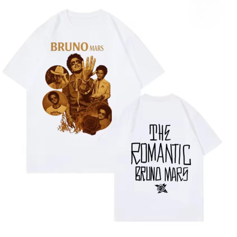 2026 Bruno Mars Romantic Tour Tshirt Tour Date Back Side Doublesided Cotton Tshirt Highquality Tees