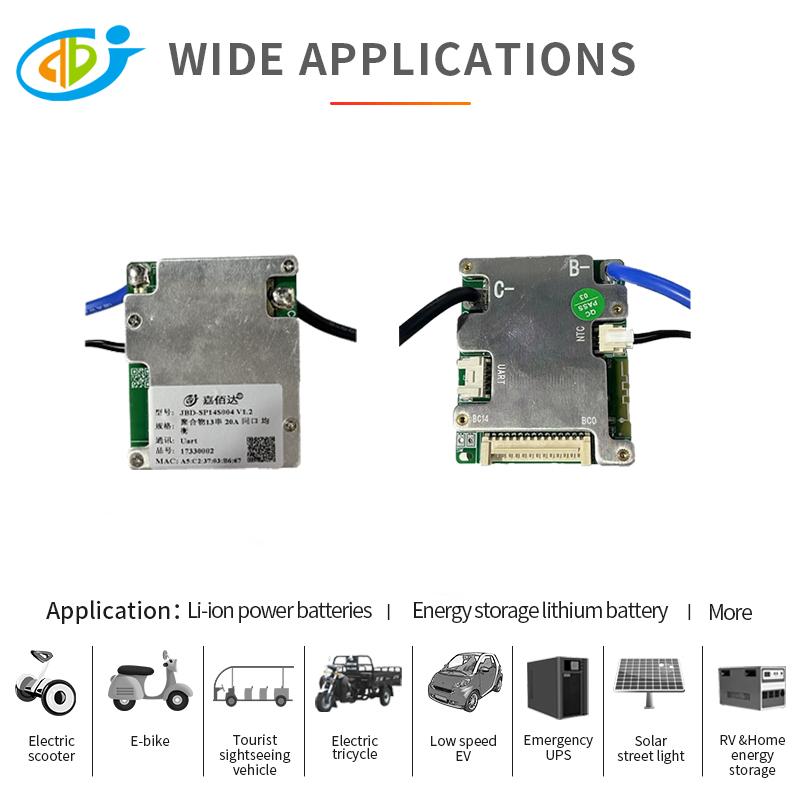 JBD Bluetooth 7S до 14S 13S 48V 52V Плата защиты литиевой батареи Умный BMS Балансировка 24V 36V Li-ion 8S 12S LifePo4 20A 30A