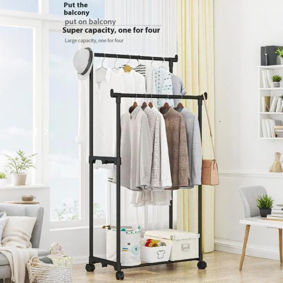 Modern Modular Storage Rack Coat Hanger Strong Load-bearing Easy Assembly Double Rod