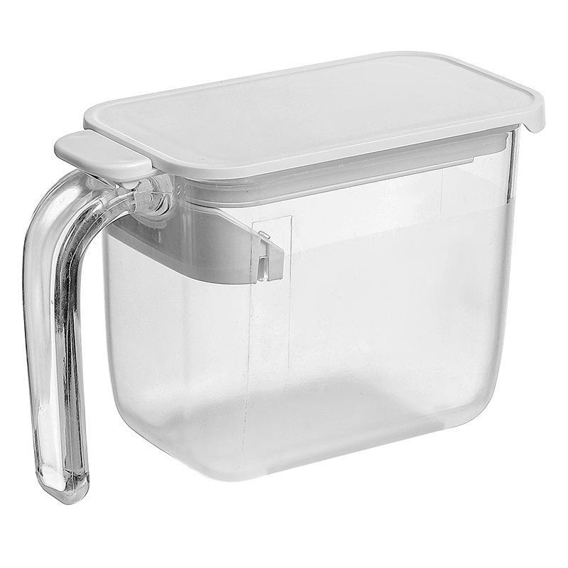 Sealed Moisture-Proof Japanese-Style Transparent Seasoning Jar with Spoon - Plastic Kitchen Salt and Sugar Container
