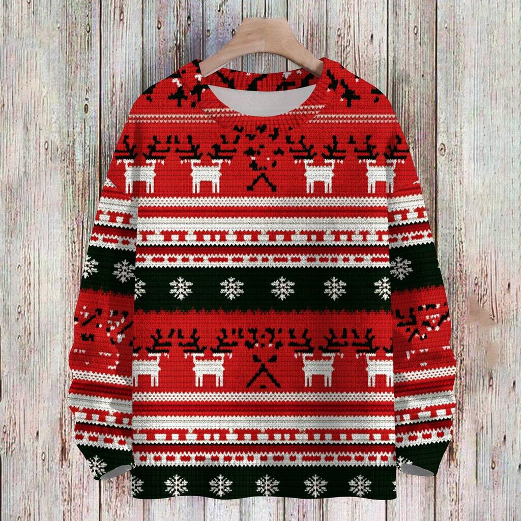 Рождественские толстовки для детей, вязаные свитера для мальчиков и девочек, симпатичные рубашки, осенние свитера с круглым вырезом, топы