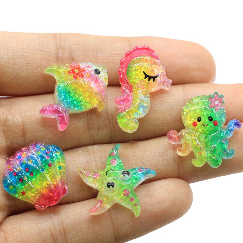 Cute Resin Mini Shining Ocean Series Flat Back Cabochons Scrapbooking DIY Jewelry Craft Decoration Accessories