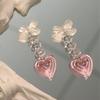 Розовые Стильные Серьги-Сердечки Модные Длинные Сплав Покрытый Геометрические Висячие Украшения Женские Для
