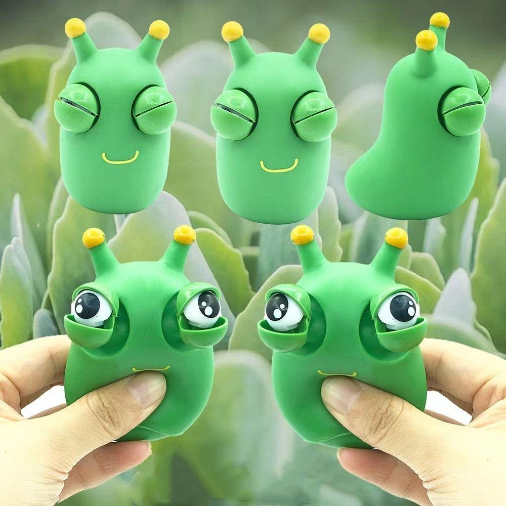 Halloween Fidget Toy Green Worm Squeeze Toy Eyeball Popping Toy Eye Poppers Squeeze Worm Pinch Toy