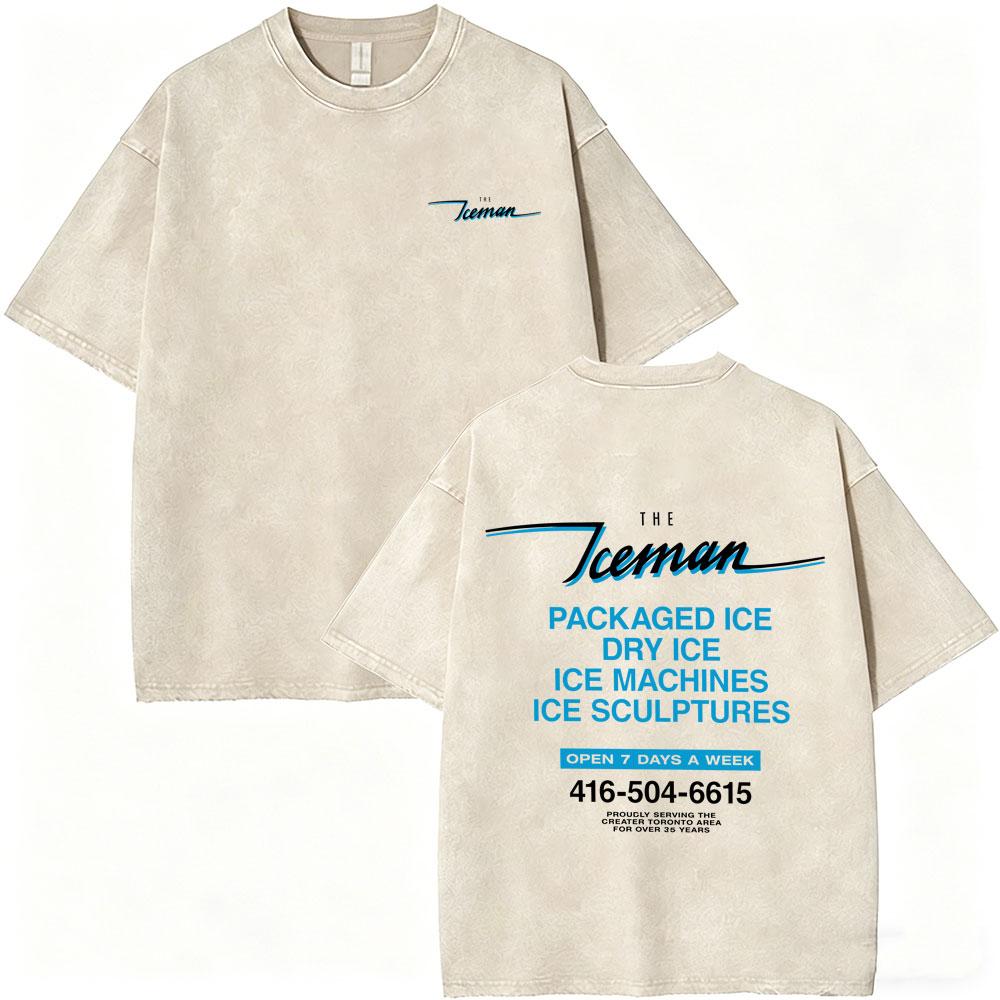 Washed Vintage Rapper Drake ICEMAN Album Graphic Tshirt Men Fashion Hip Hop Oversized T Shirts Mens High Quality Cotton Tshirt