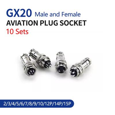 10 шт. GX20 2, 3, 4, 5, 6, 7, 8, 9, 10, 12, 14, 15 штырьковых и гнездовых штепсельных разъемов для стыковки авиаторов, круглого кабеля-соединителя