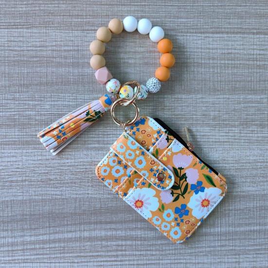 Женский цветочный кошелек-браслет в стиле бохо, брелок для монет с эластичной кисточкой