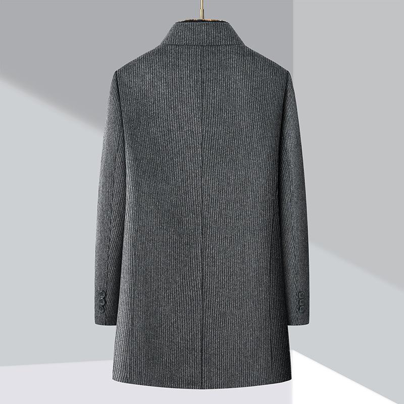 Двустороннее кашемировое пальто для мужчин, новый воротник-стойка, воротник из норки, утолщенное шерстяное пальто, верхняя часть на пуховике средней выдержки