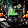 Halloween Decorations Indoor Thick Fog Cauldron with Floating Potion Bottles Skeleton Props