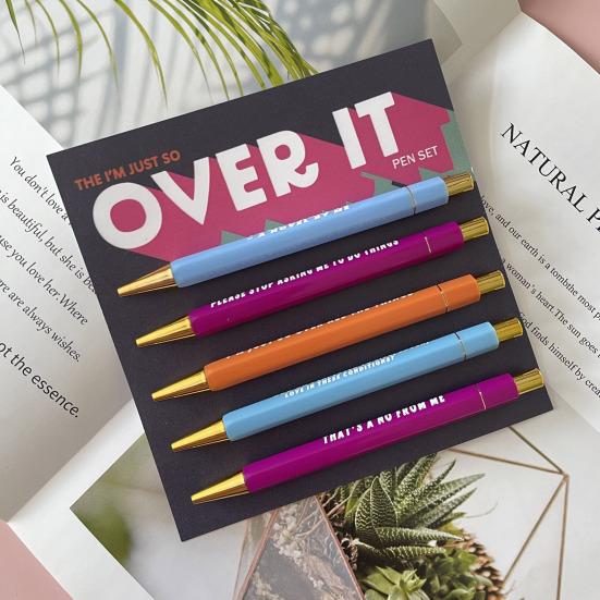 5 шт. разных цветов, выдвижные шариковые ручки, быстросохнущие, средние, офисные ручки для заметок, письменные принадлежности