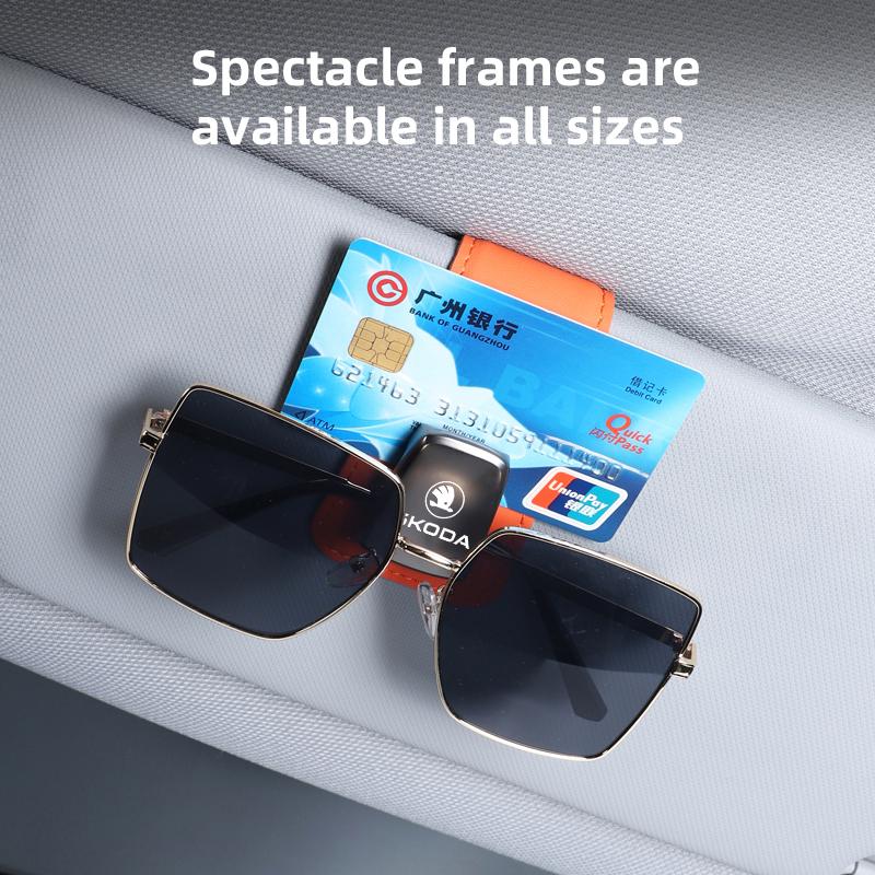 Car Sun Visor Glasses Clip Leather Sunglasses Card Holder For Skoda Yeti Kamiq Kodiaq Karoq Octavia Fabia Rapid Vrs Mk3 Superb fsjn24