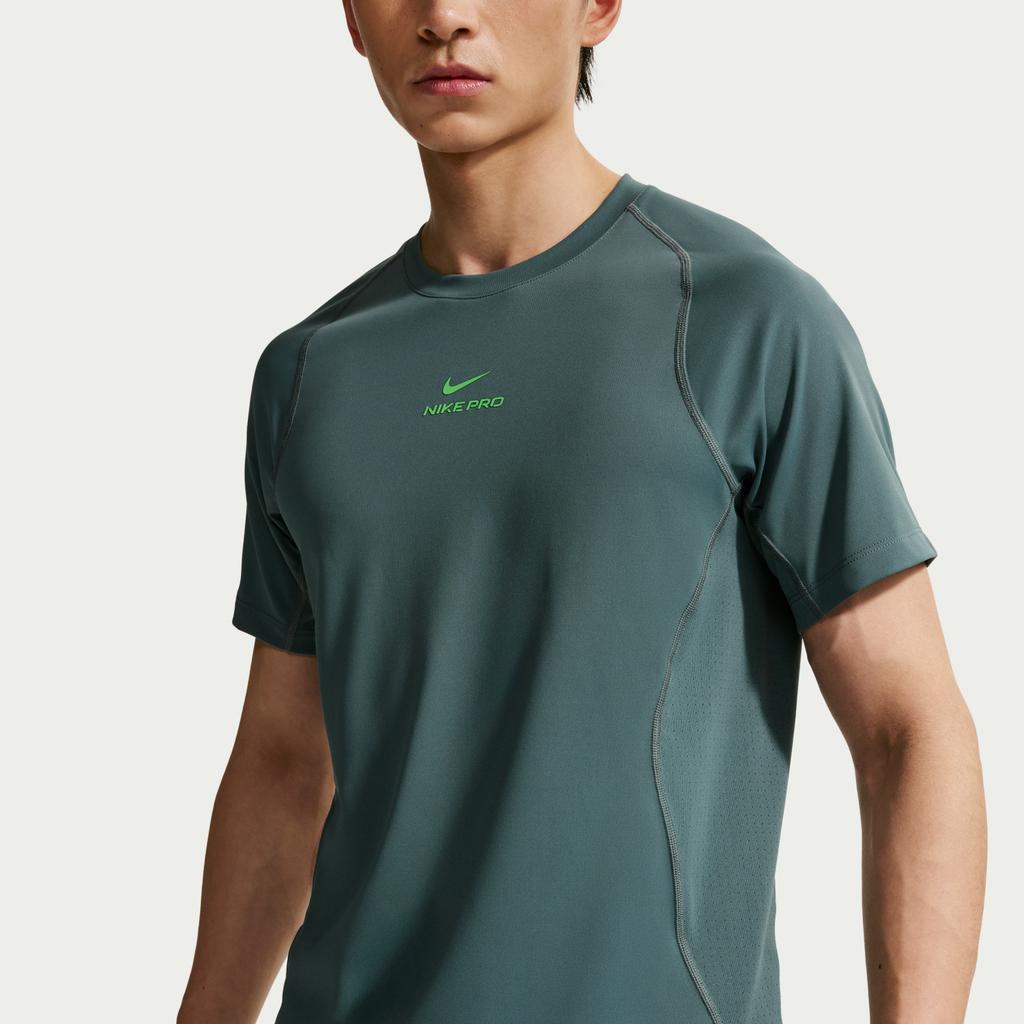 Nike Мужская дышащая футболка с коротким рукавом и круглым вырезом Pro Dri-Fit с буквой HV0410-382