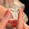 Unique Delicate Flower Opening Adjustable Rings for Women Silver Color Minimalist Finger Engagement Jewelry Female Gift