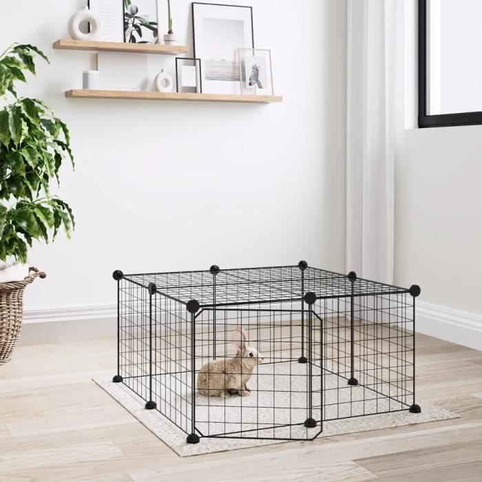 3114051 vidaXL Pet Cage with 12 Panels and Door Black 35x35 Cm