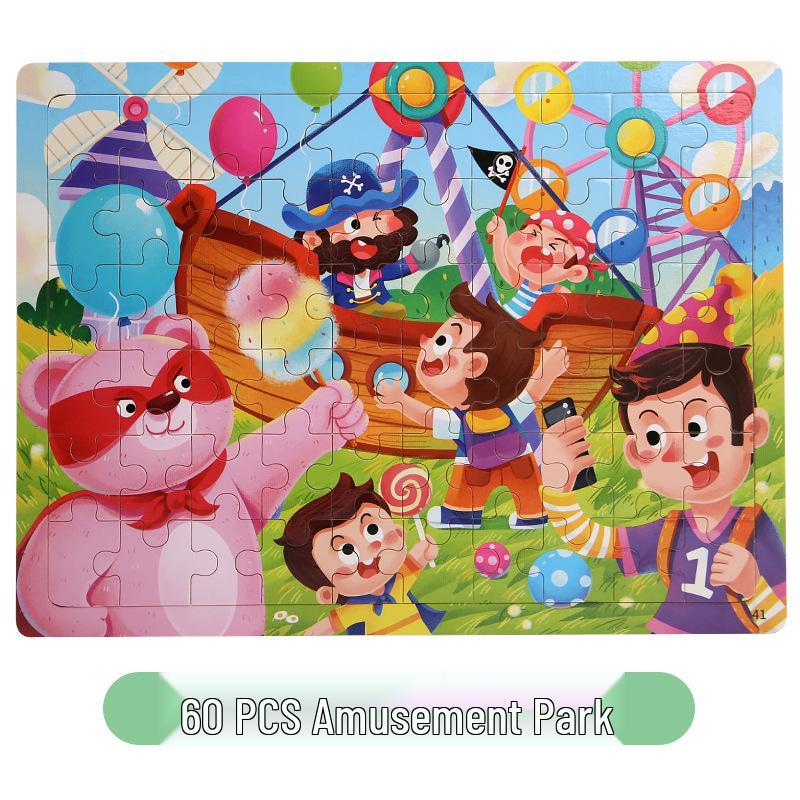 60-Piece Children's Cartoon Wooden Jigsaw Puzzle for Early Education