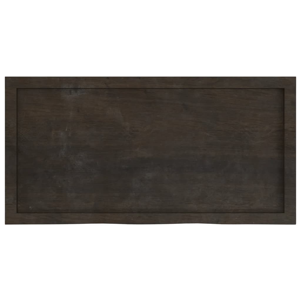 Vidaxl Blat Stołu, Ciemnobrązowy, 100X50X(2-4) Cm, Lite Drewno Dębowe