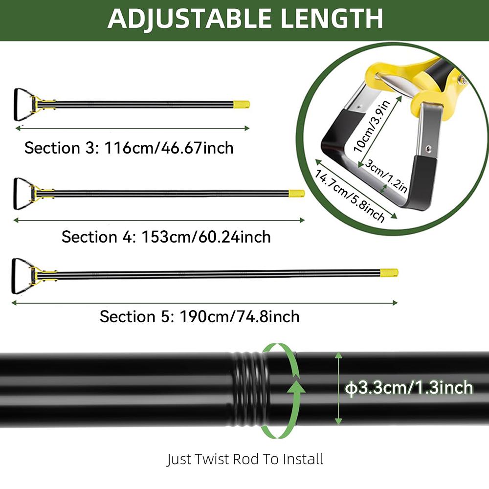 Мотыга, садовый инструмент, длинная ручка, сверхмощная регулируемая, садовая мотыга с петлей из нержавеющей стали для прополки 30-60 дюймов