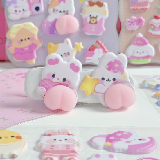 Милые 3D Пухлые Наклейки Каваи 3D Пузырчатые Поролоновые Наклейки Пухлые Сквиши Наклейки с Мишками и Зайчиками для Чехла Телефона Блокнота Скрапбуков DIY Поделок