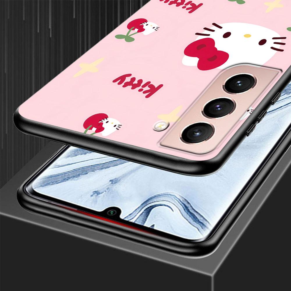 Чехол Kawaii Hello Kitty KT Cat для Samsung Galaxy S23 S10e S10 S21 FE S22 S9 S24 Ultra S20 Plus Мягкий Черный ТПУ Чехол для Телефона