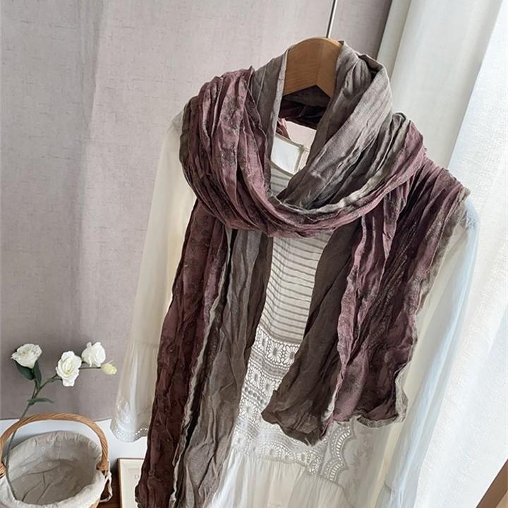 Korean Order Mori Floral Scarf Women's Autumn and Winter Literary Atmosphere Long Shawl Summer Sunscreen