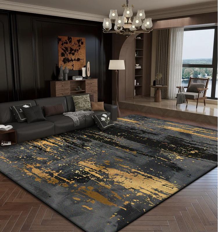 Luxury Abstract Living Room Carpets Golden Decoration Home Sofa Large Area Rugs Bedroom Bedside Tatami Soft Non-slip Floor Mat