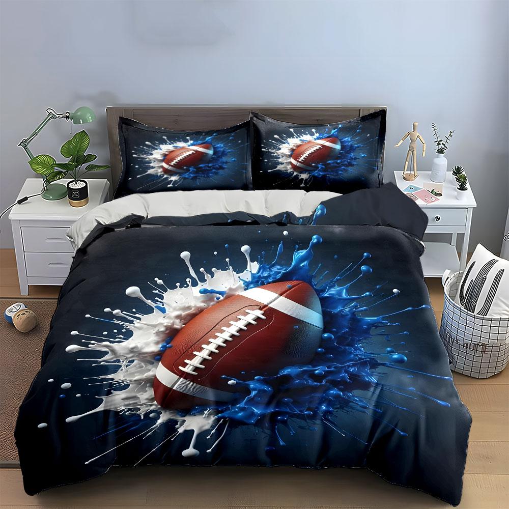Sports-Themed Splashes Football Gear kid's and adults' bedroom decor, Exquisite three-piece bedding set gift