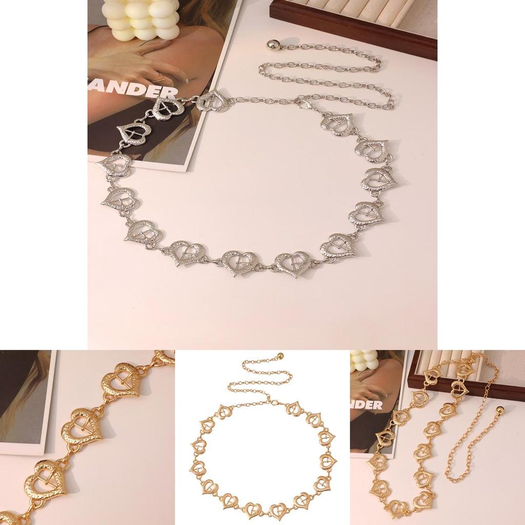 Металлическая поясная цепочка в форме сердца с гравированным дизайном для взрослых женщин, уникальное ювелирное украшение в подарок