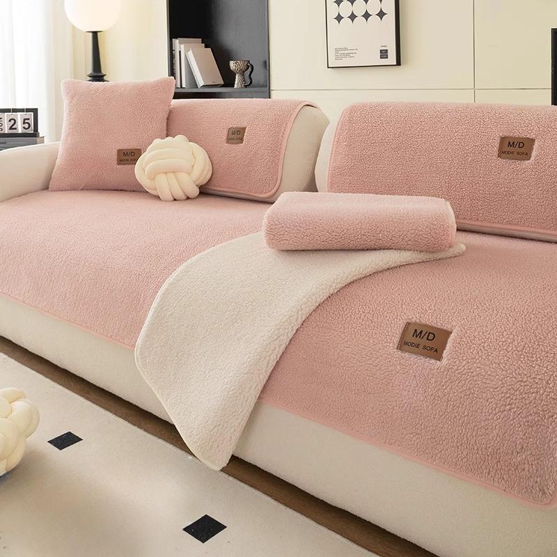 Зимняя подушка для дивана из овчины, легкая роскошная нескользящая подушка для сиденья, однотонный чехол для дивана, тканевый чехол